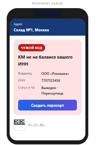 Результат скана в Чекмарк